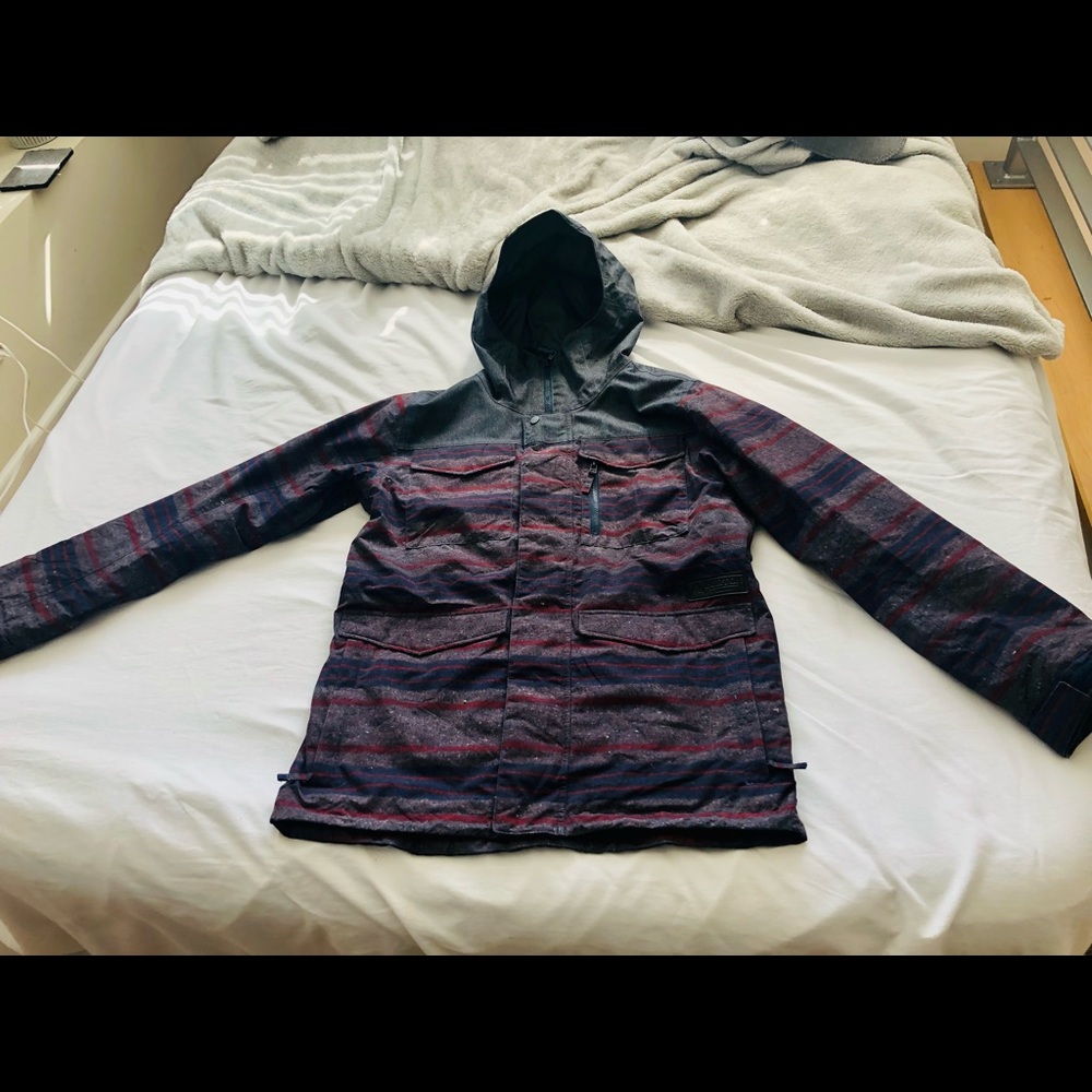 Burton Men’s Striped Covert Shell Snowboard Jacket Size Medium